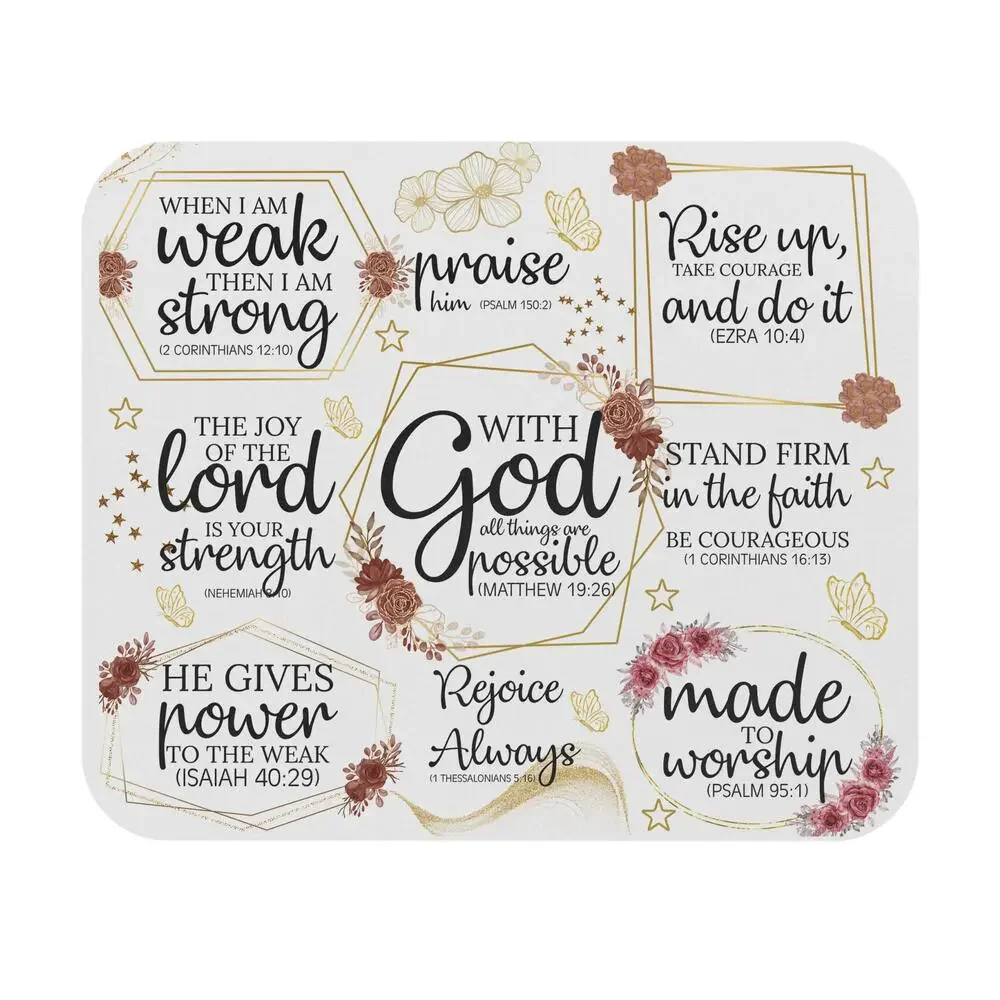 Inspirational Scripture Collage Mouse Pad | Floral Faith Desk Mat
